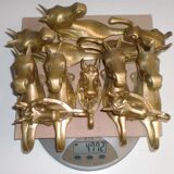 Set of 10 heavy brass horse coat rack wall hooks