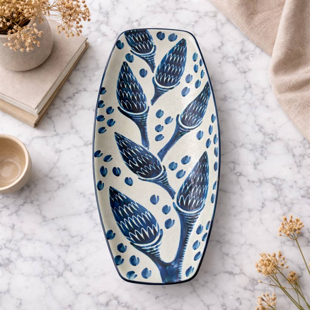 Decorative stoneware plate by Søholm designed by Einar Johansen, Denmark, 1970s.