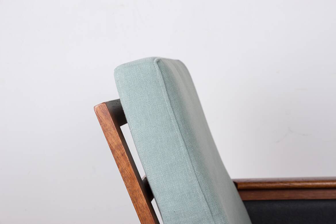 Pair of Danish Armchairs in Teak, fabric and leather, model N°4 Capella Illum Wikkelsø/Niels Eilersen.