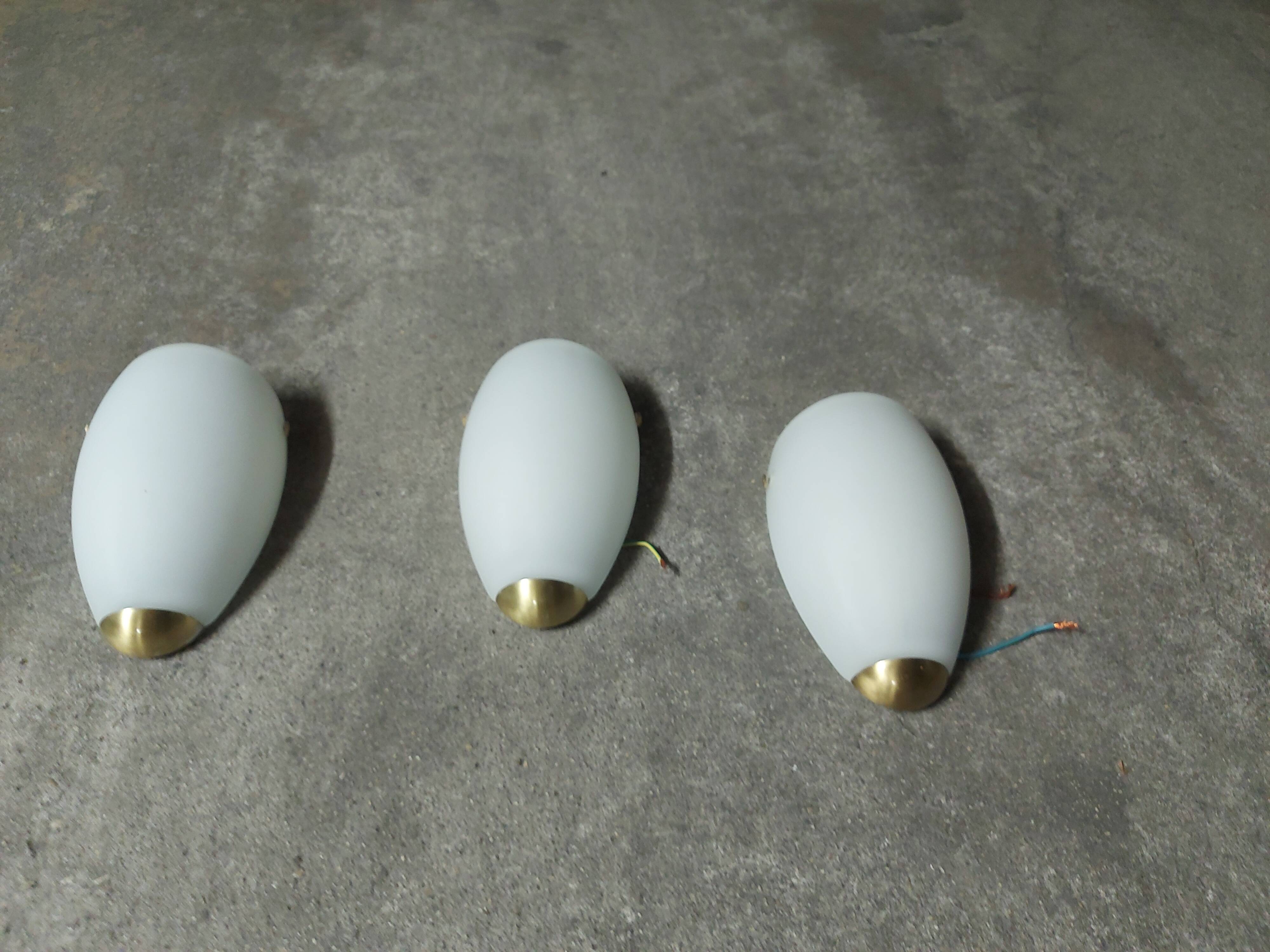 3 Vintage 90'S Ikea opaline wall lights (made in Italy)