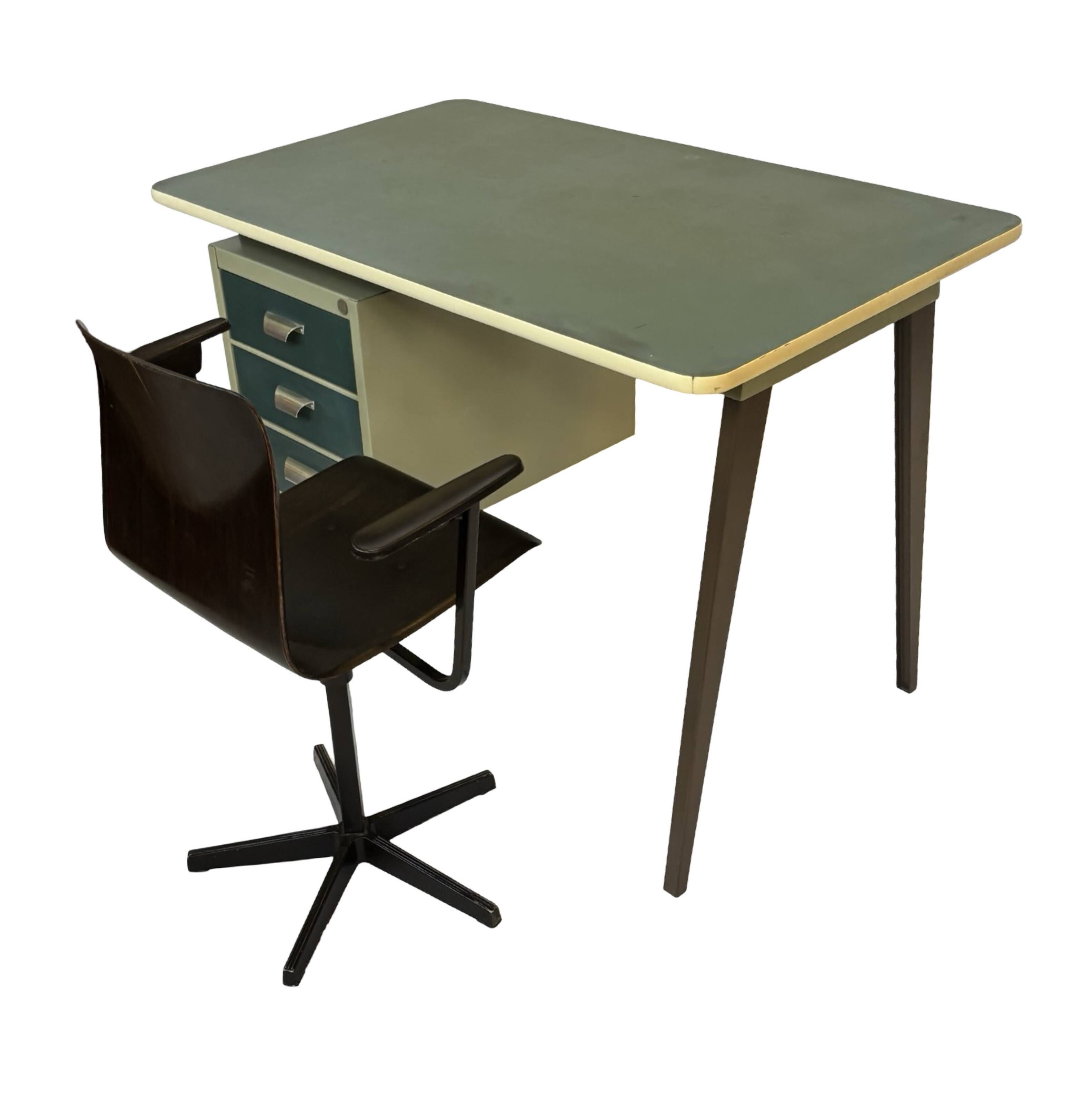 Vintage industrial Drentea Roomsteel desk 1960s metal design