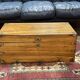 1930s English oak dressing table with beveled oval mirror