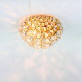 Crystal & gilt brass flush mount from palwa, germany, 1970s