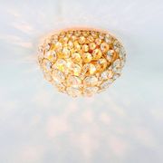 Crystal & gilt brass flush mount from palwa, germany, 1970s