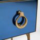 Blue Mirrored Chest of Drawers with Brass Details, Mid-Century Modern Style
