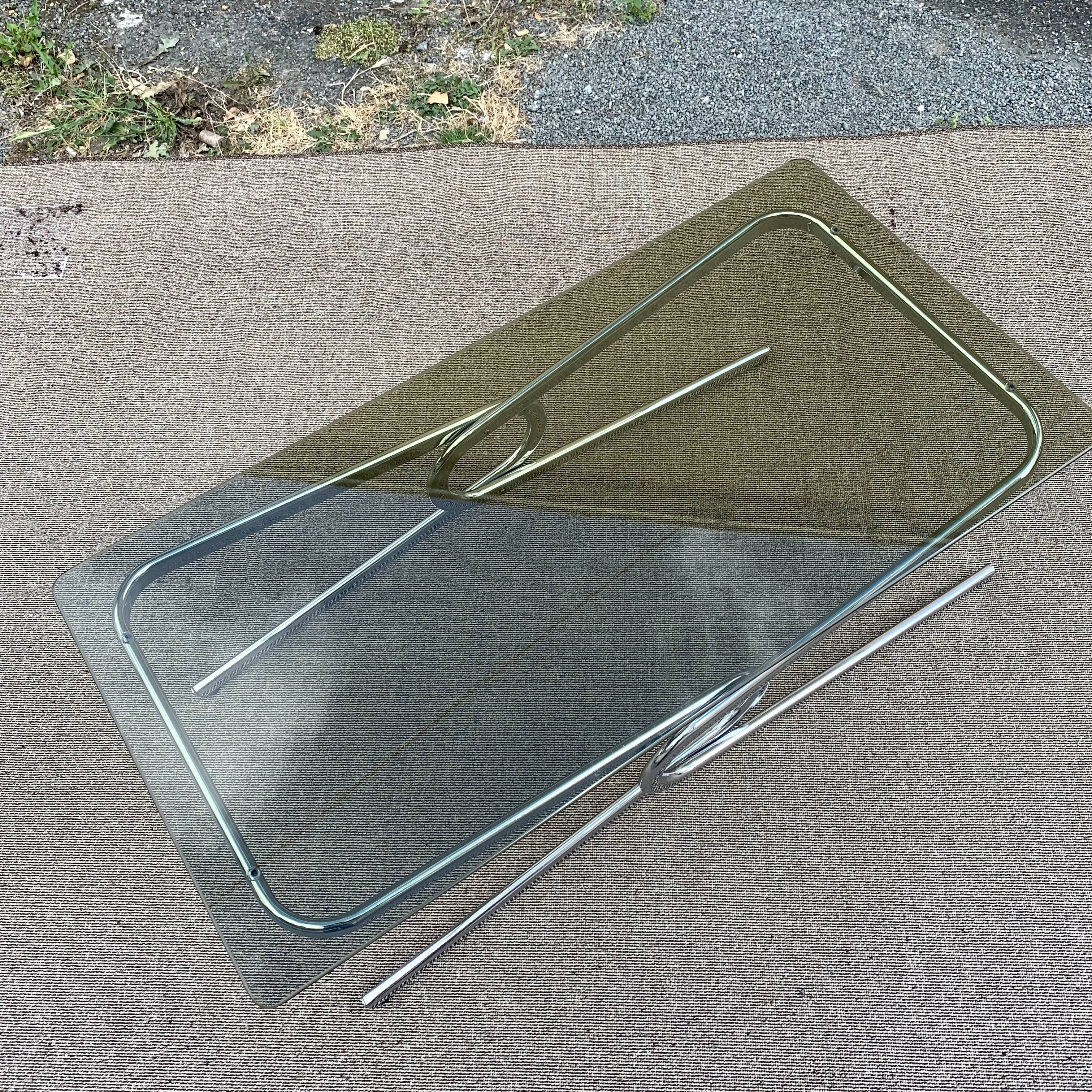 Smoked glass and chrome coffee table, 1970