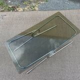 Table basse verre fumé et chrome 1970