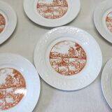 6 vintage white Augusty porcelain dinner plates in very good condition