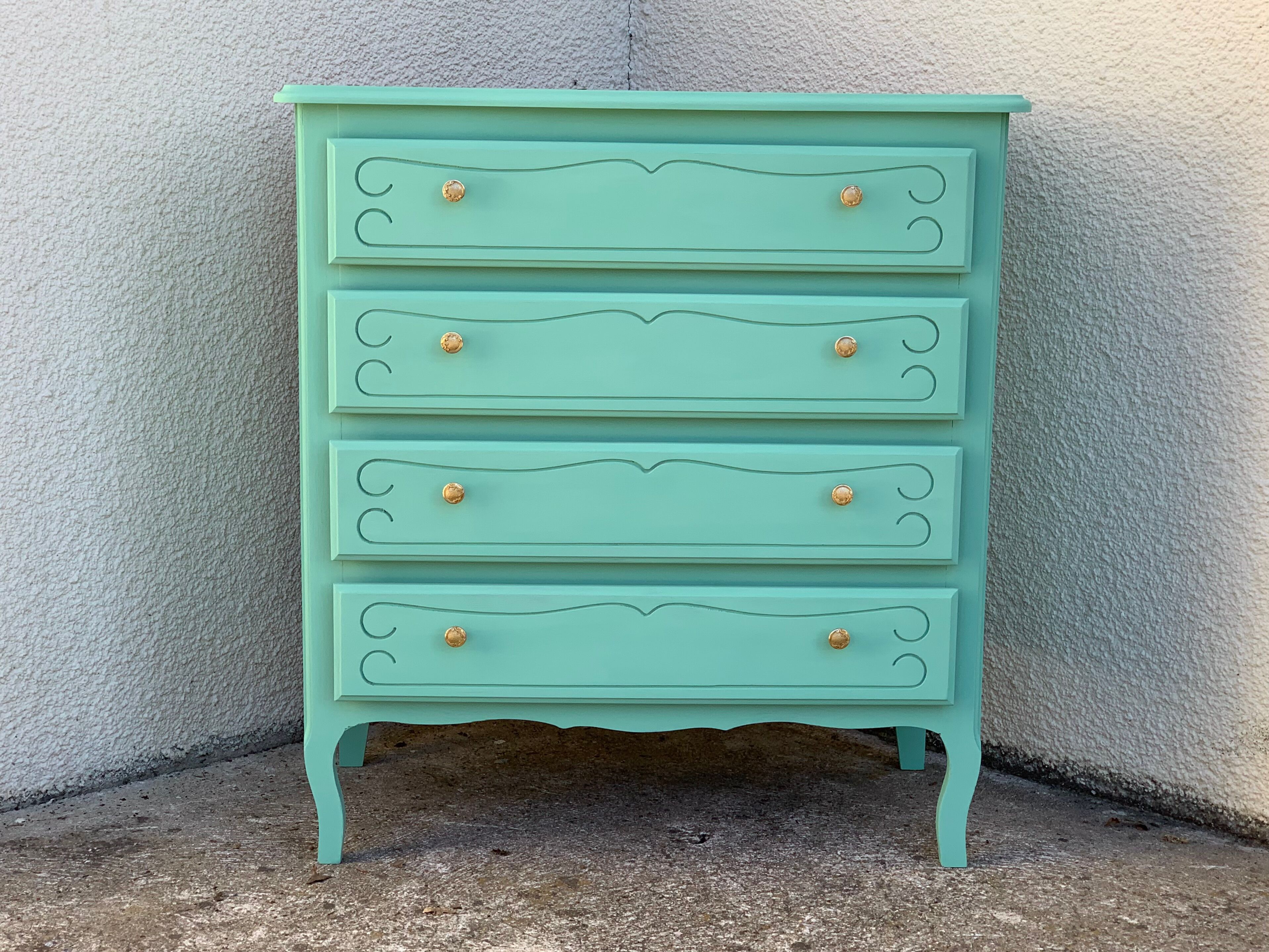 Vintage mint green chest of drawers 1950