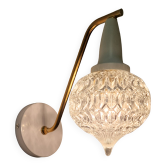 Vintage gold and white glass teardrop wall lamp