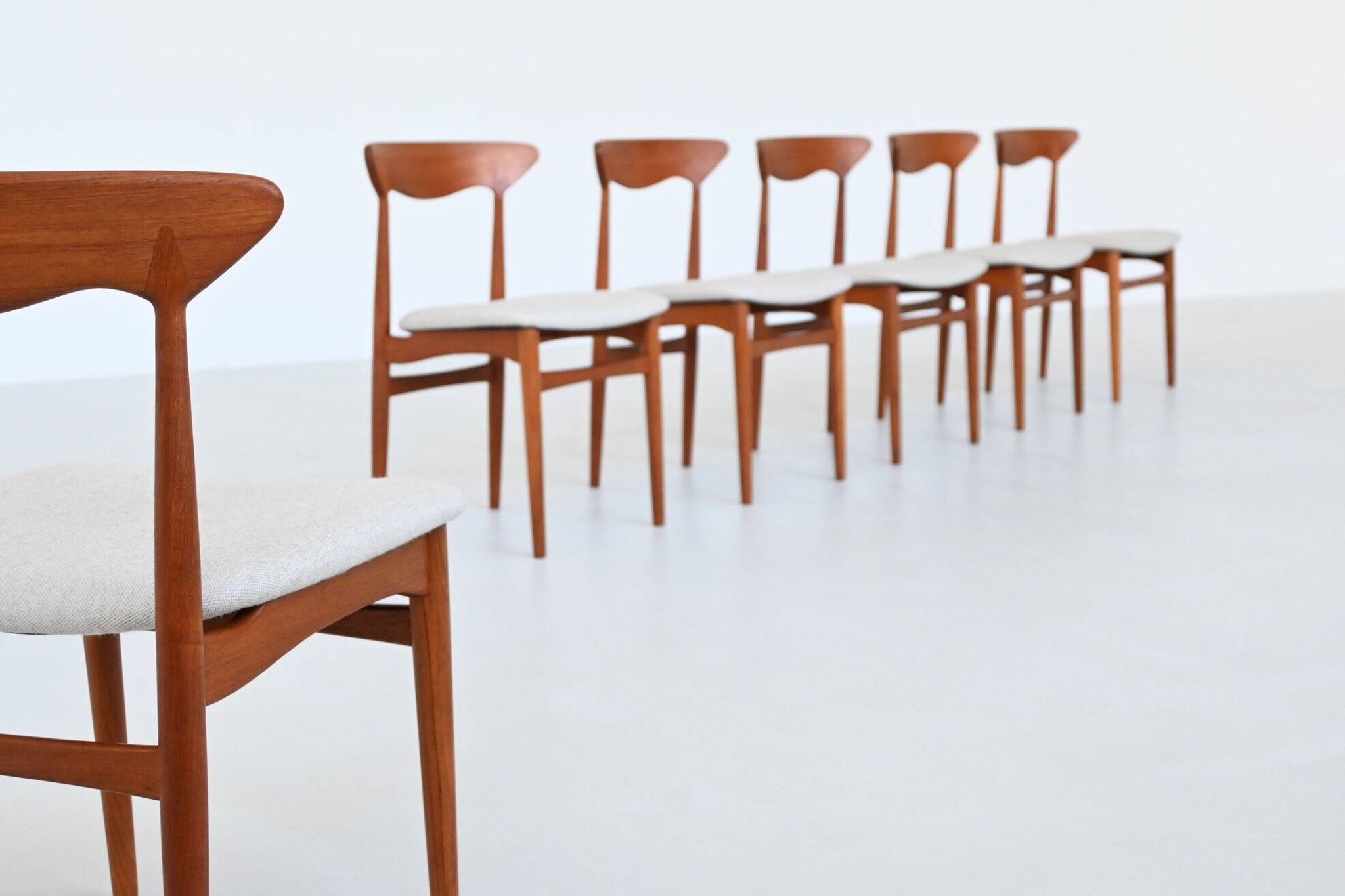 Christian Linneberg set of six dining chairs in teak Denmark 1960