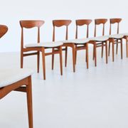 Christian Linneberg set of six dining chairs in teak Denmark 1960