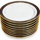 Saint-Amand Fribourg table service in midnight blue and gold, 45 pieces.