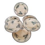 Set of 6 Deep Plates Earthenware Ceramic Sarreguemienes Royat Series 19th century in perfect condition