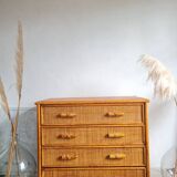 Vintage rattan chest of drawers circa 70s