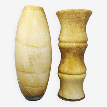 1970s Gorgeous Pair of Vases in Murano Glass by Enrico Coveri. Made in Italy