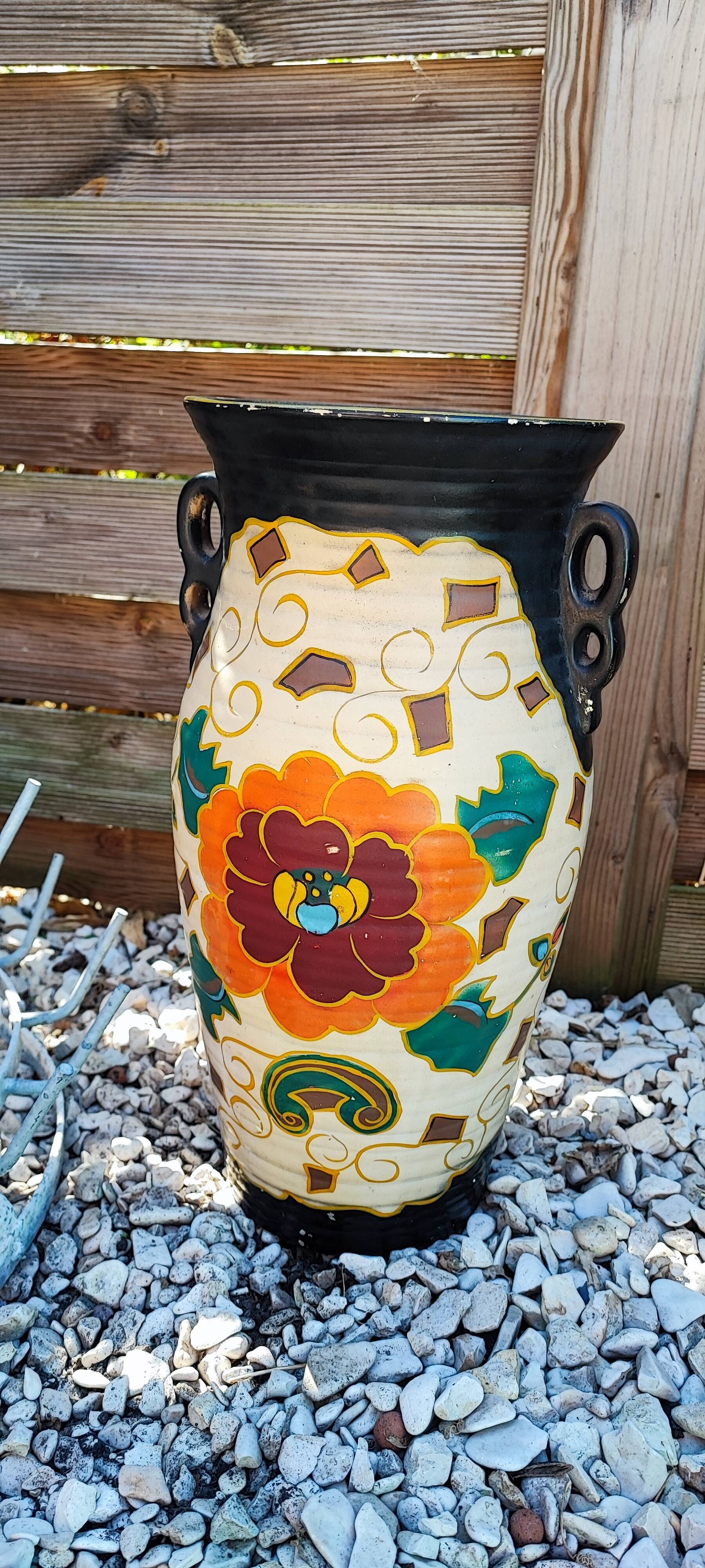 Hand-painted plaster vase Rouen M England