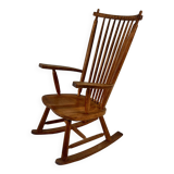 Rocking Chair vintage en chêne massif, 1960s
