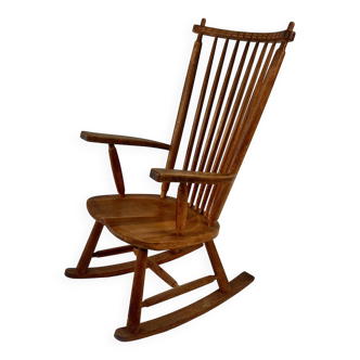 Rocking Chair vintage en chêne massif, 1960s