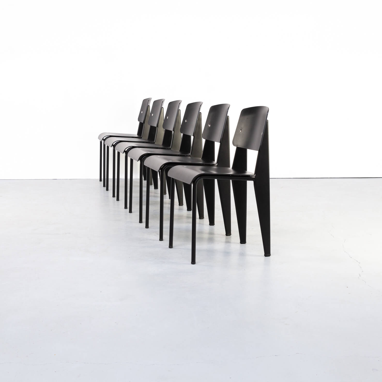 Jean Prouvé ‘Standard-SP’ dining chair for Vitra set/6