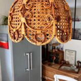 Vintage wicker chandelier and cannage