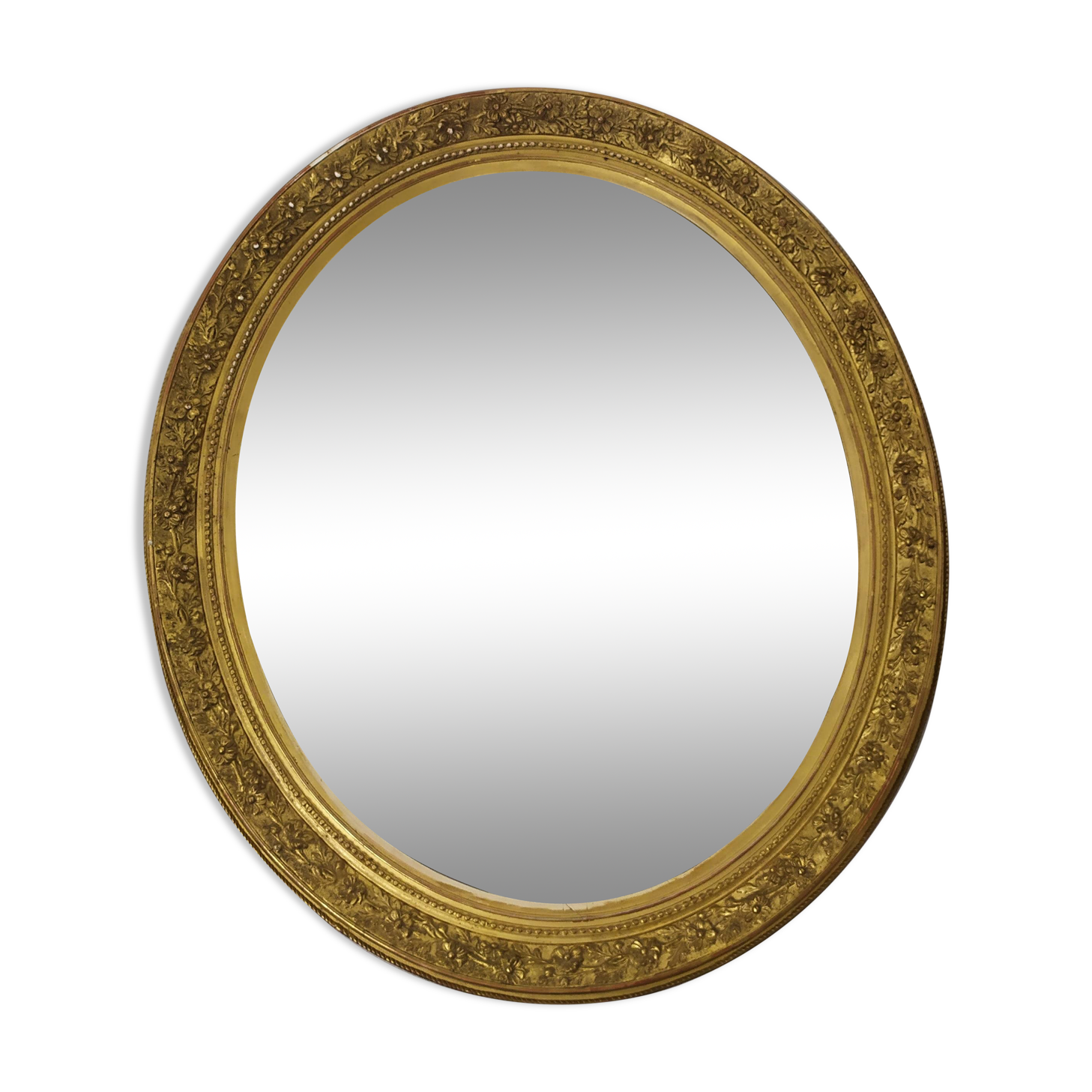 Golden oval mirror