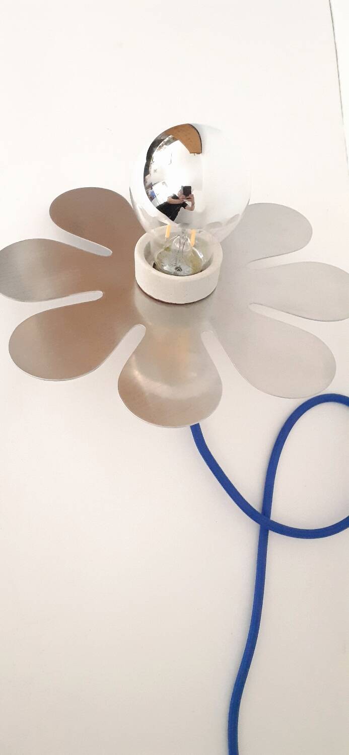 Brushed stainless steel portable lamp