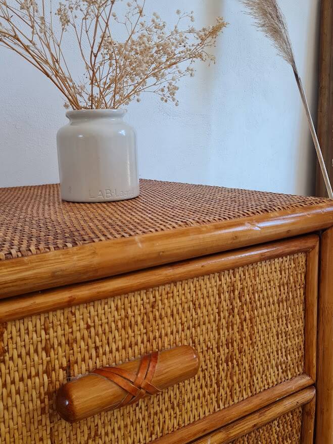 Commode en rotin, circa 1970