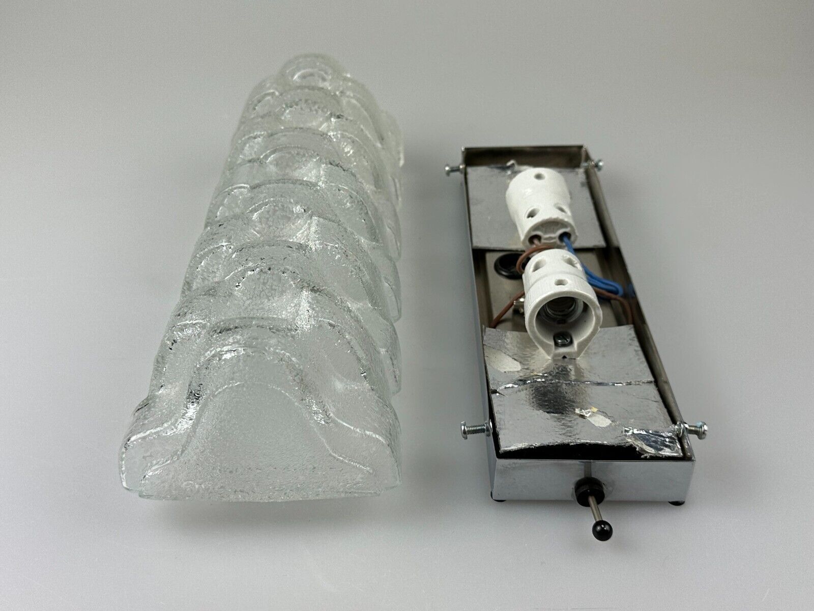 60s 70s wall lamp limburg germany wall sconce ice glass chrome space age