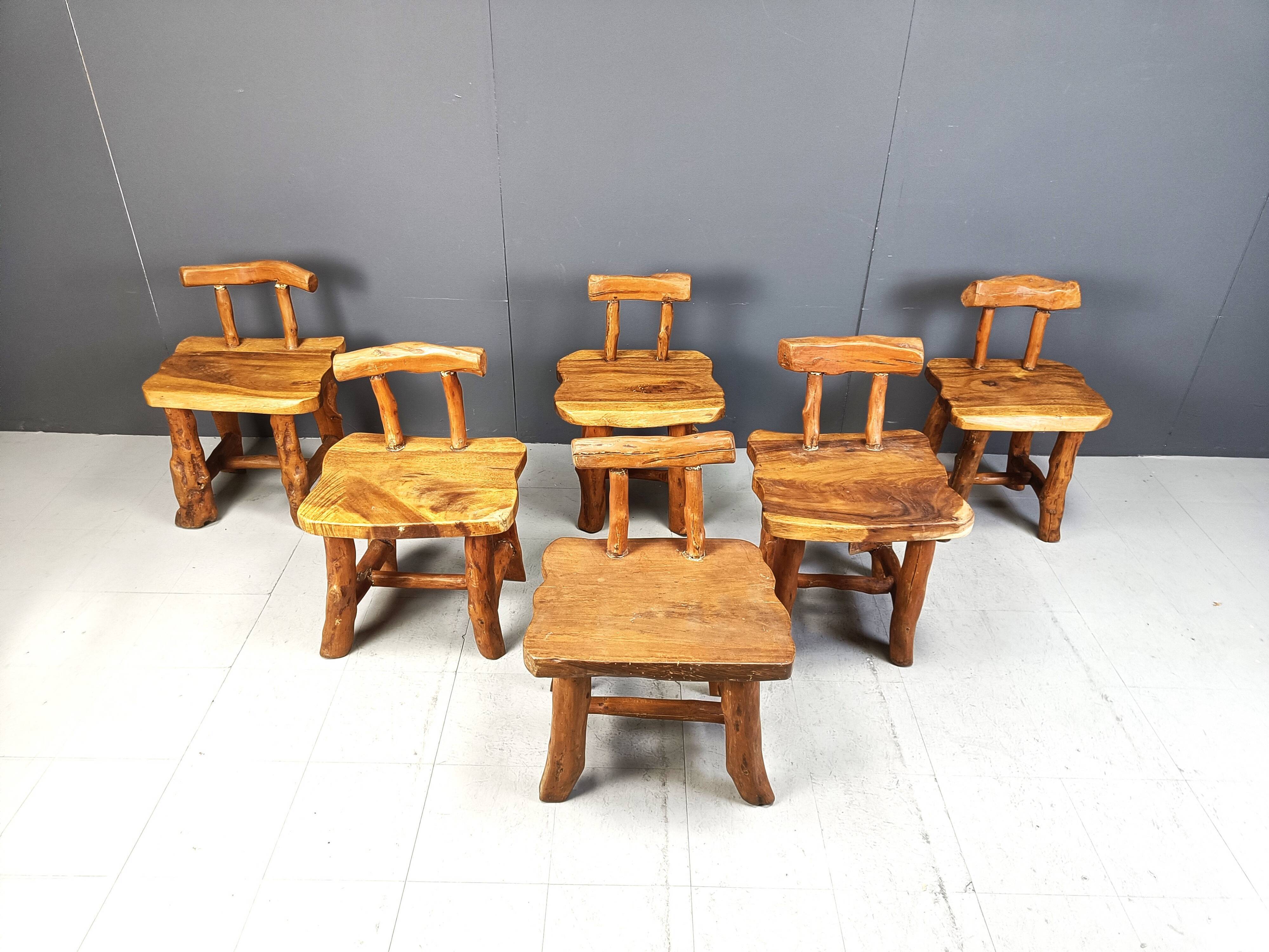 Set of 6 sculptural brutalist dining chairs, 1960s