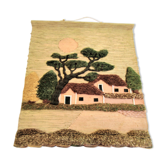Handmade tapestry in wool and jute 100cm high / 75cm wide