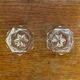 Pair of Antique Hexagonal Cut Crystal Salt Cellars Pepper Shakers Vintage