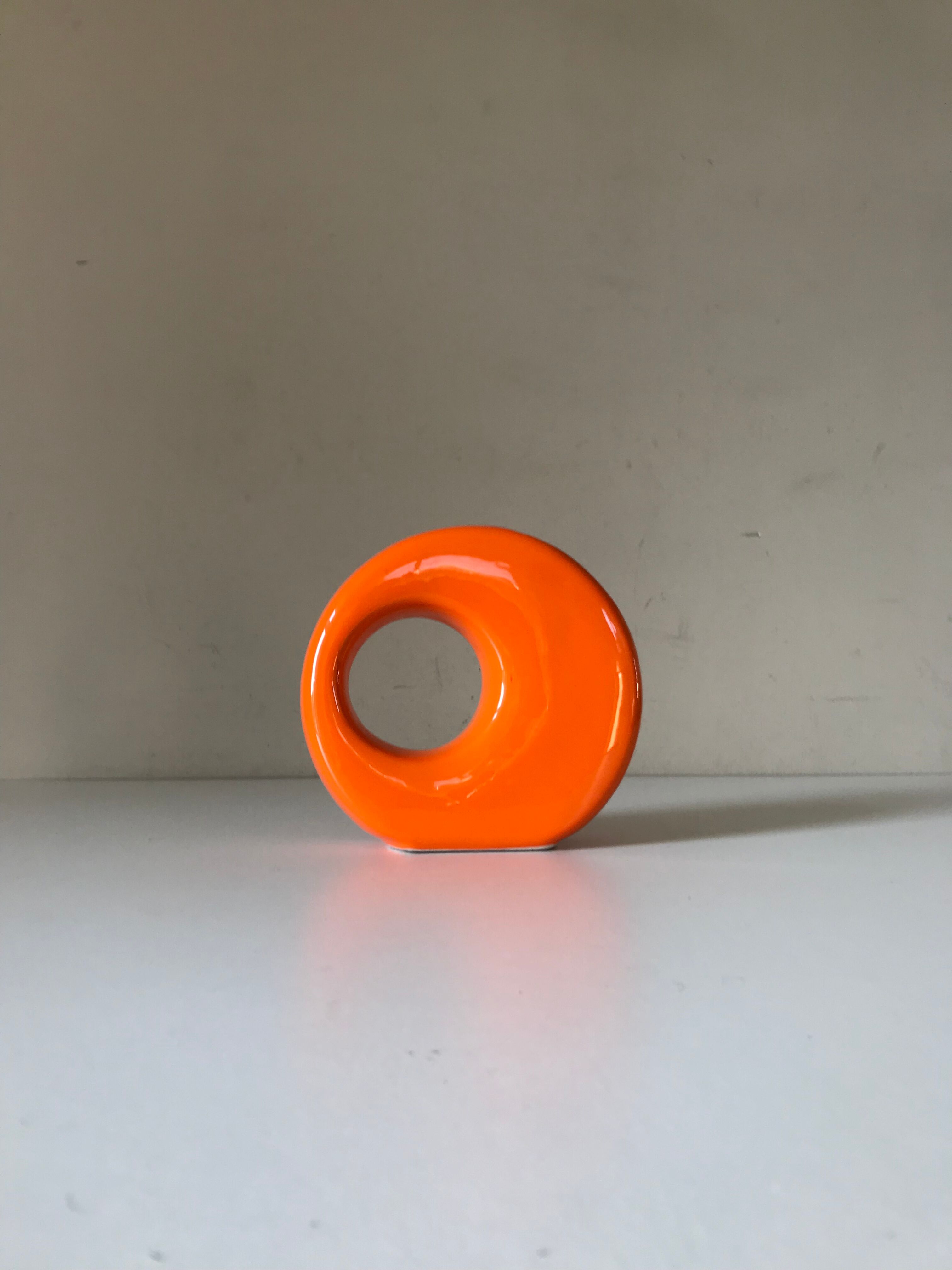 Vase céramique orange  vintage Annees 70