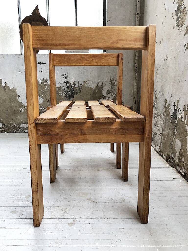 Duo of les arcs mountain pine chairs