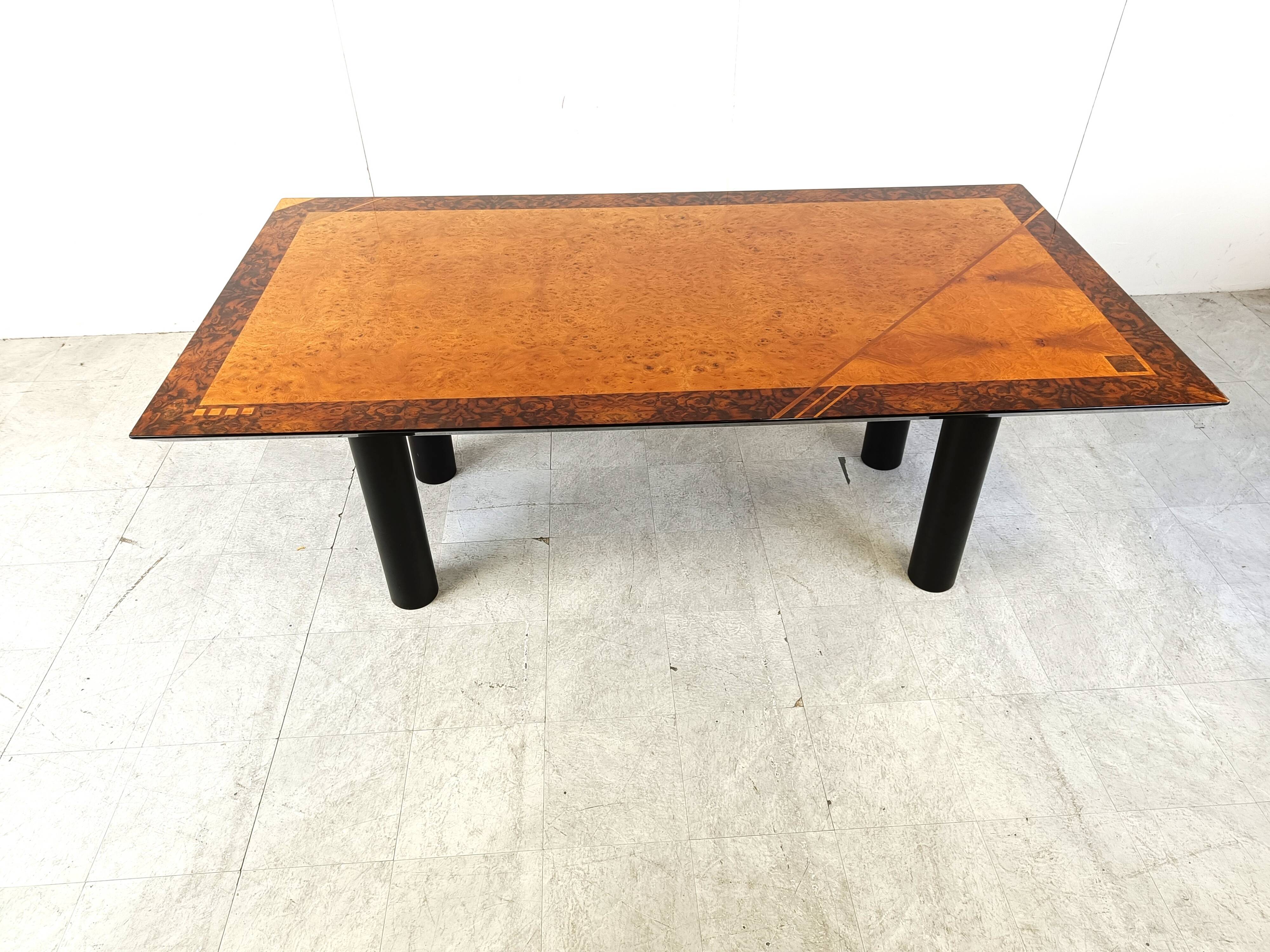 Oscar Dell Arredamento Italian Modern Burl Maple Dining Table by Miniforms