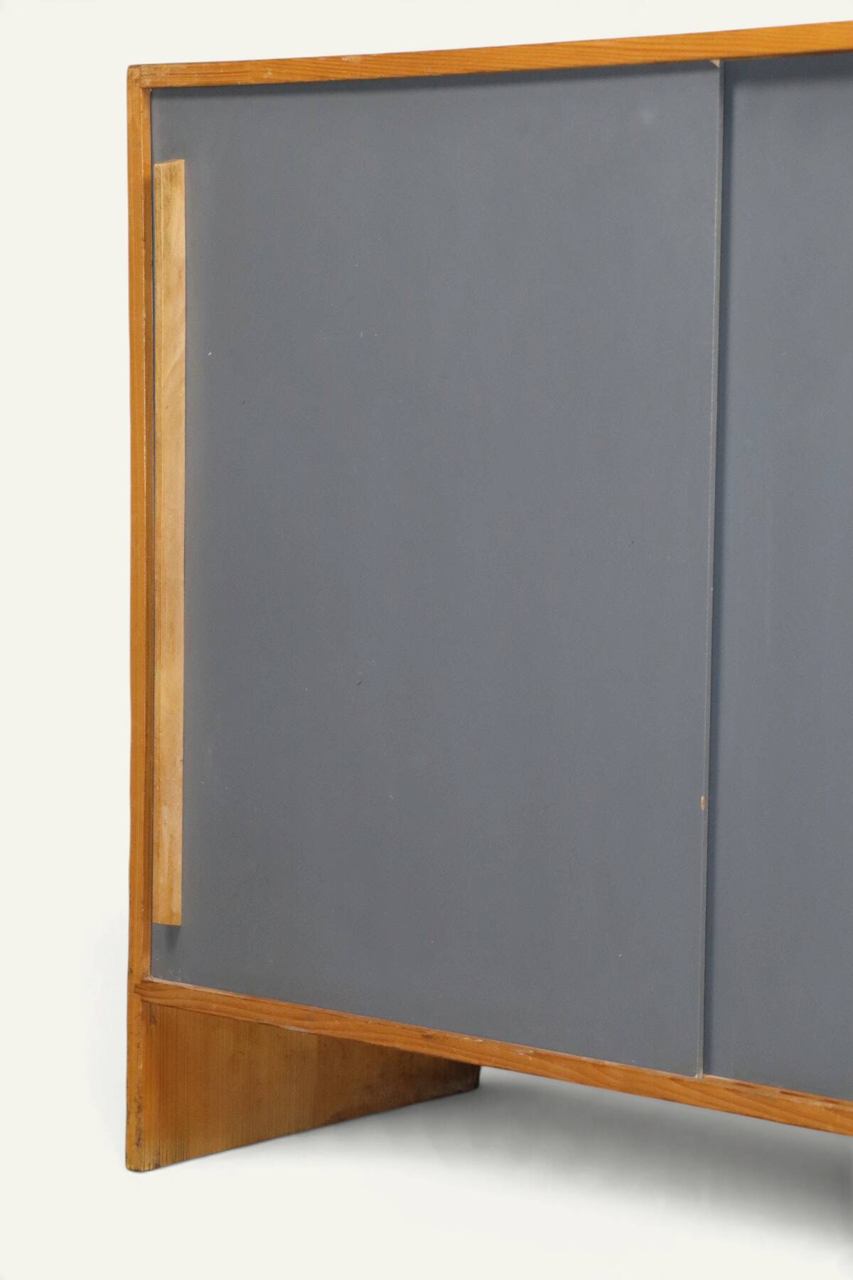 Vintage wooden sideboard with sliding doors – 1960s