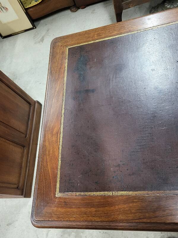 Bureau plat art deco a 4 portes 3 tiroirs 1930 double face