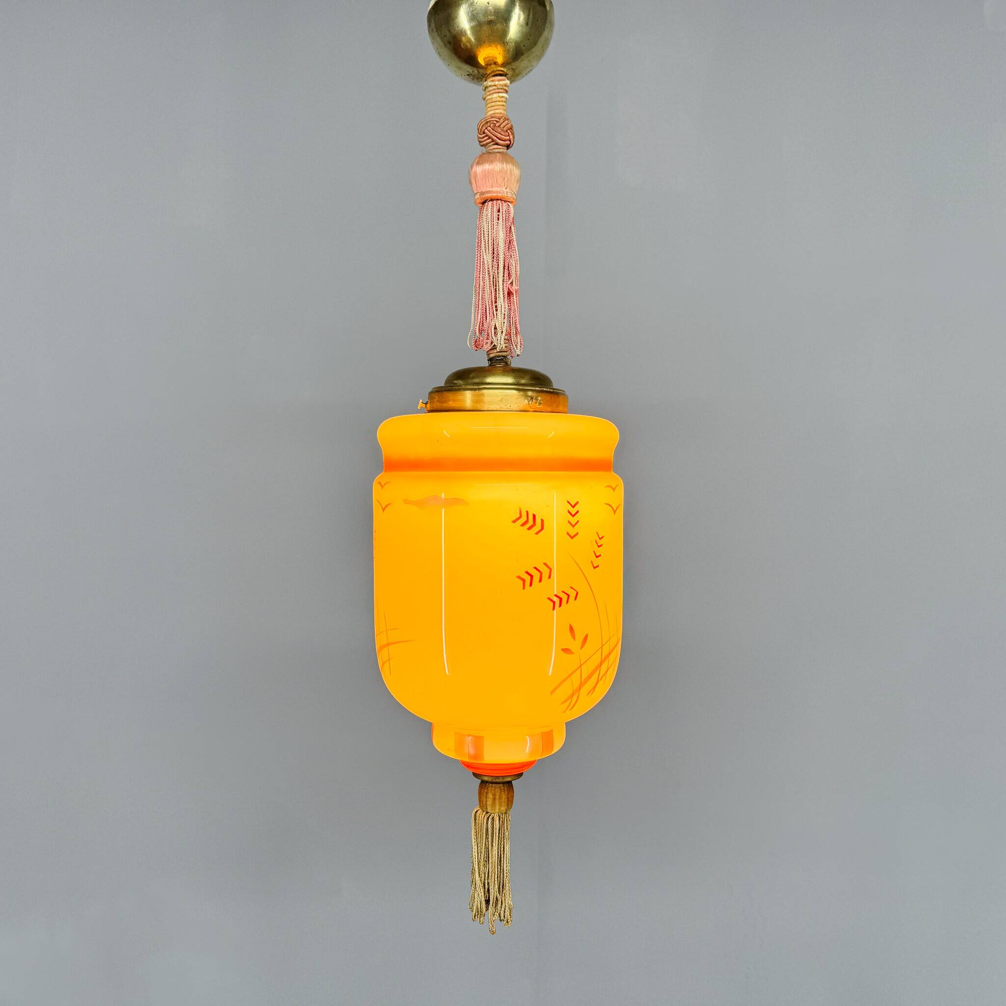 Suspension Art Déco peinte à la main, Allemagne, années 1920