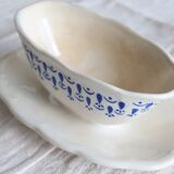 Vintage blue and white earthenware sauceboat – Boch La Louvière