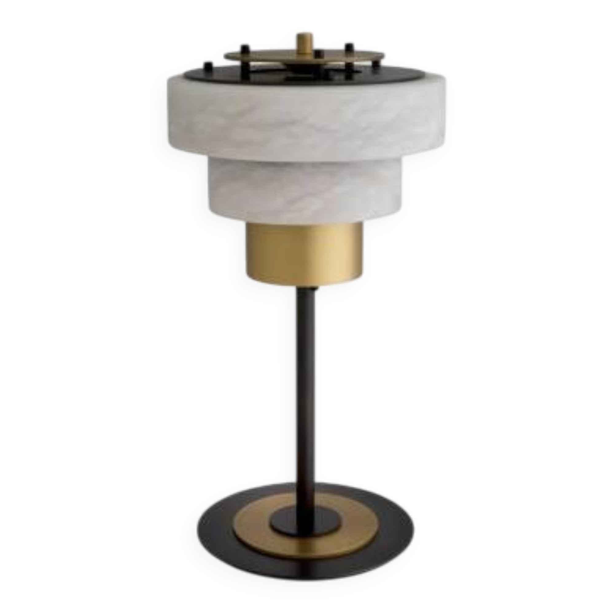 Pair of table lamps in patinated brass and alabaster.