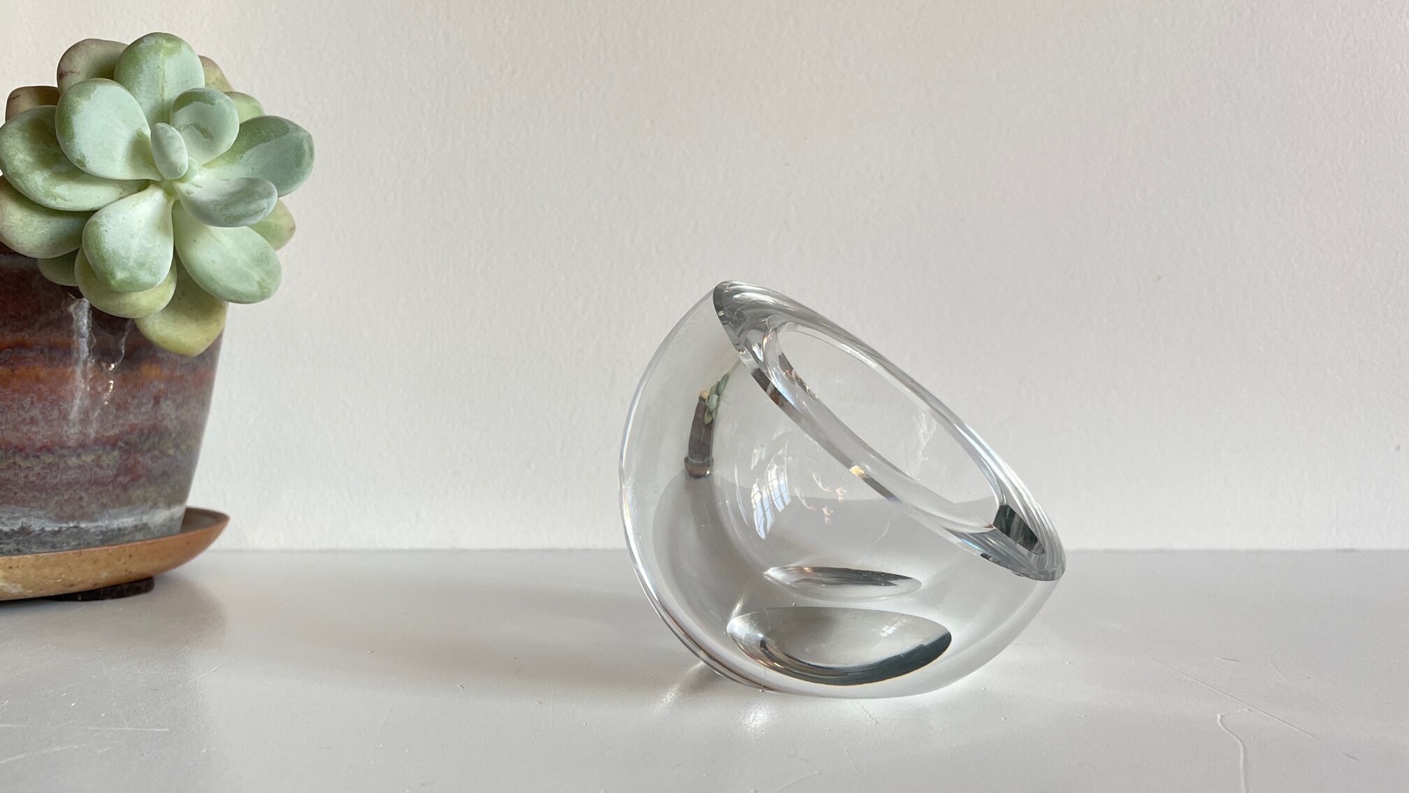 St Louis crystal pocket-empty ashtray, France