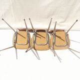 Set of 3 formica chairs wood color
