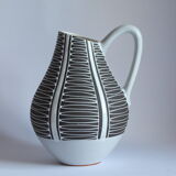 Black and white ceramic pitcher vase "Haiger" by Liesel Spornhauer for Schlossberg, Germany 1950s.