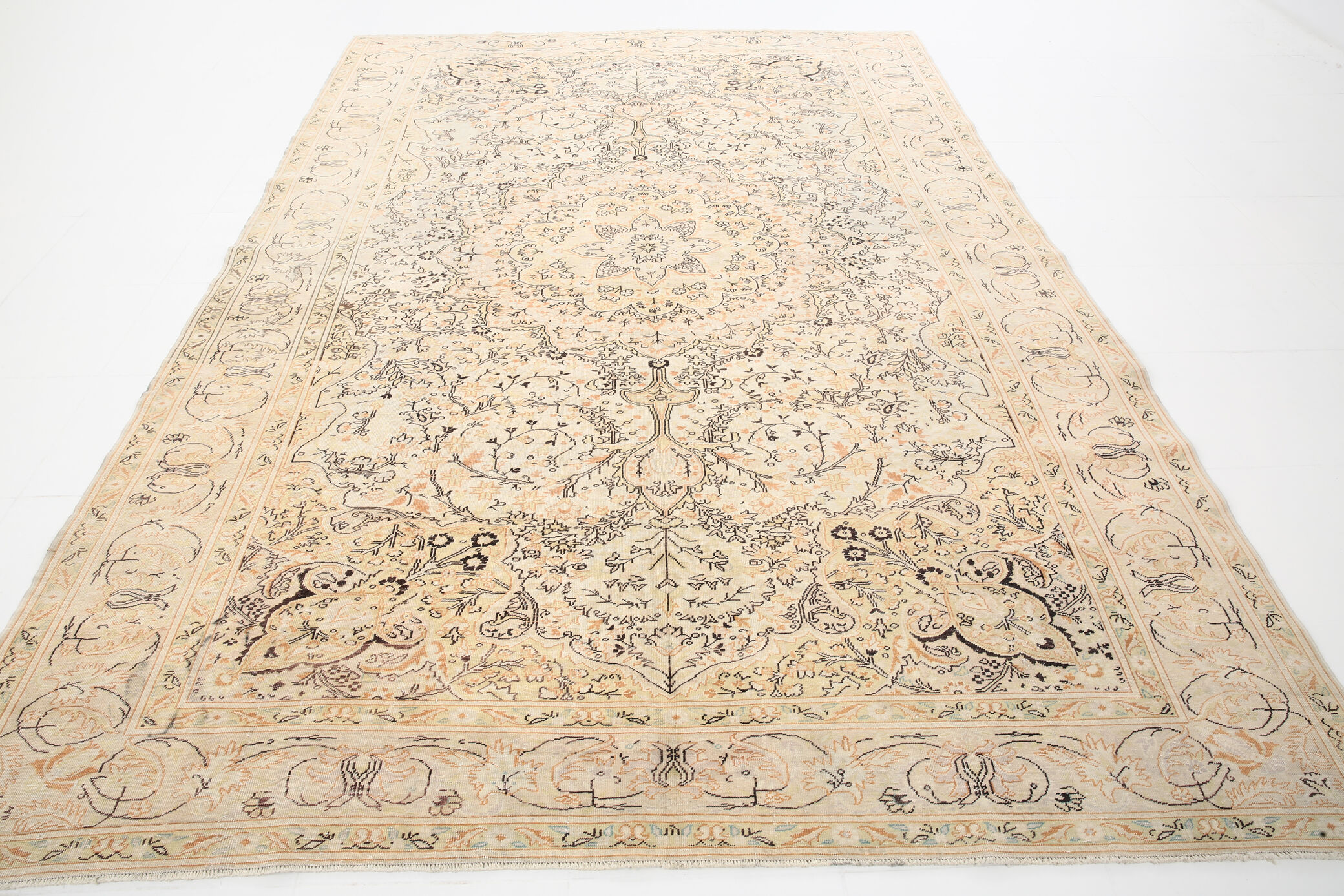 8x12 Beige & Khaki 60s Persian Rug, 242x355Cm