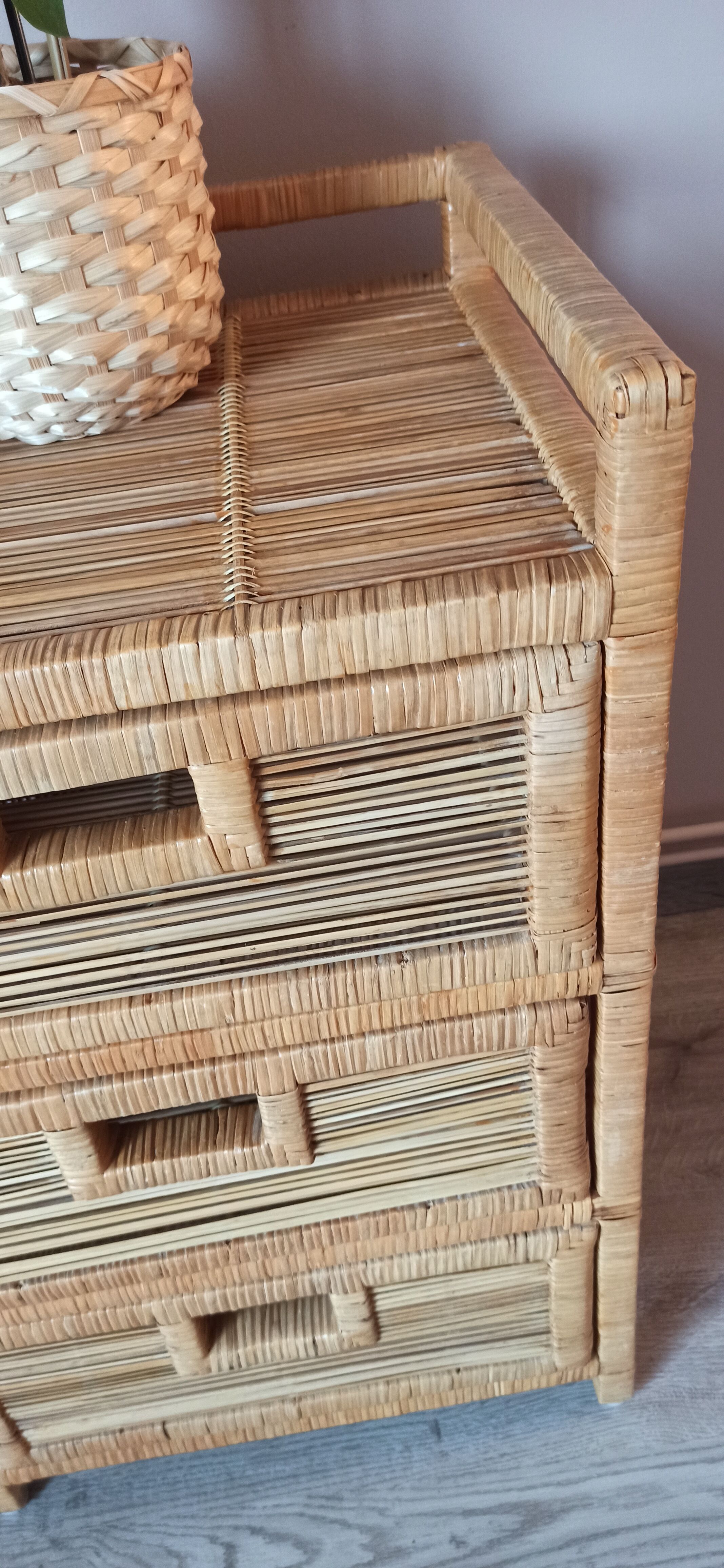 Extra cabinet 3 wicker rattan drawers