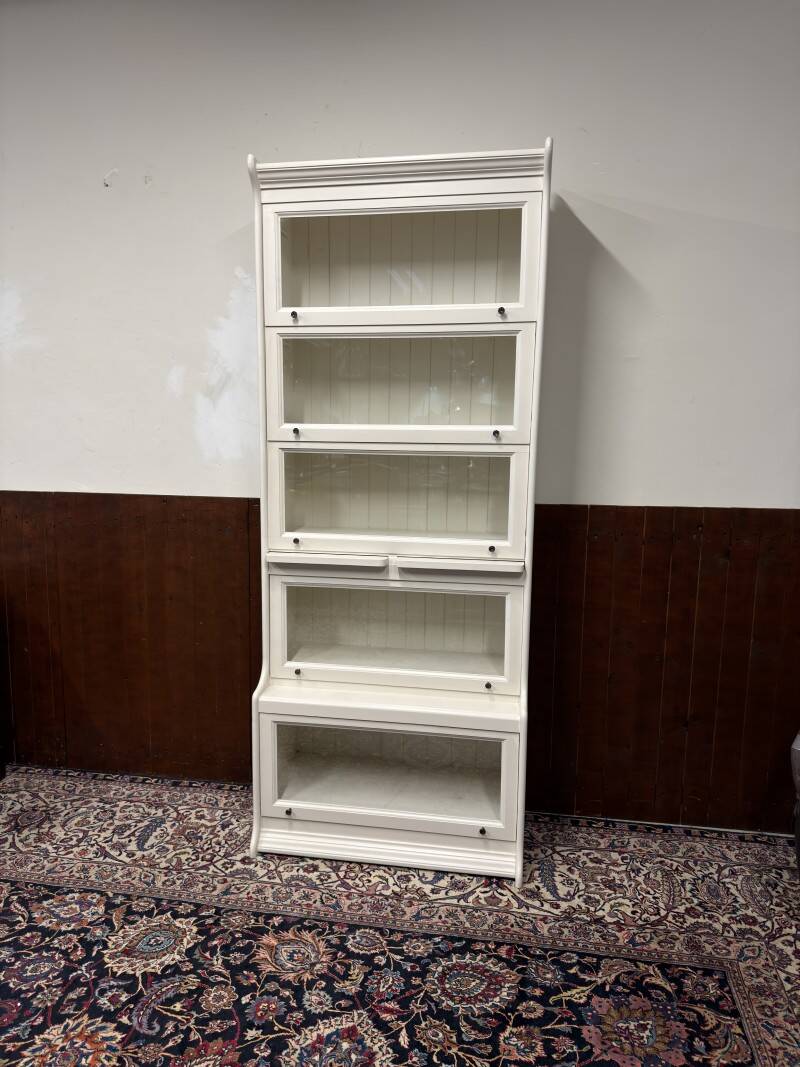 Classic English White Globe Wernicke Bookcase
