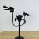 Brutalist wrought iron candle holder with birds