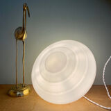 Vintage XXL art deco globe pendant light in white opaline