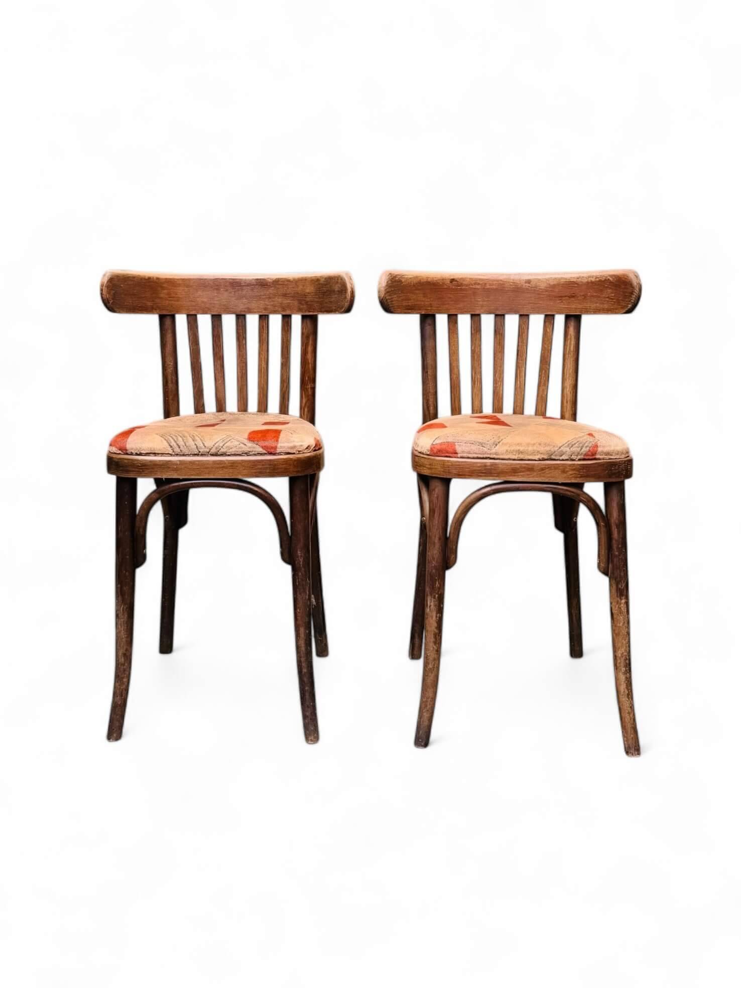 2 bistro chairs with velvet cushions