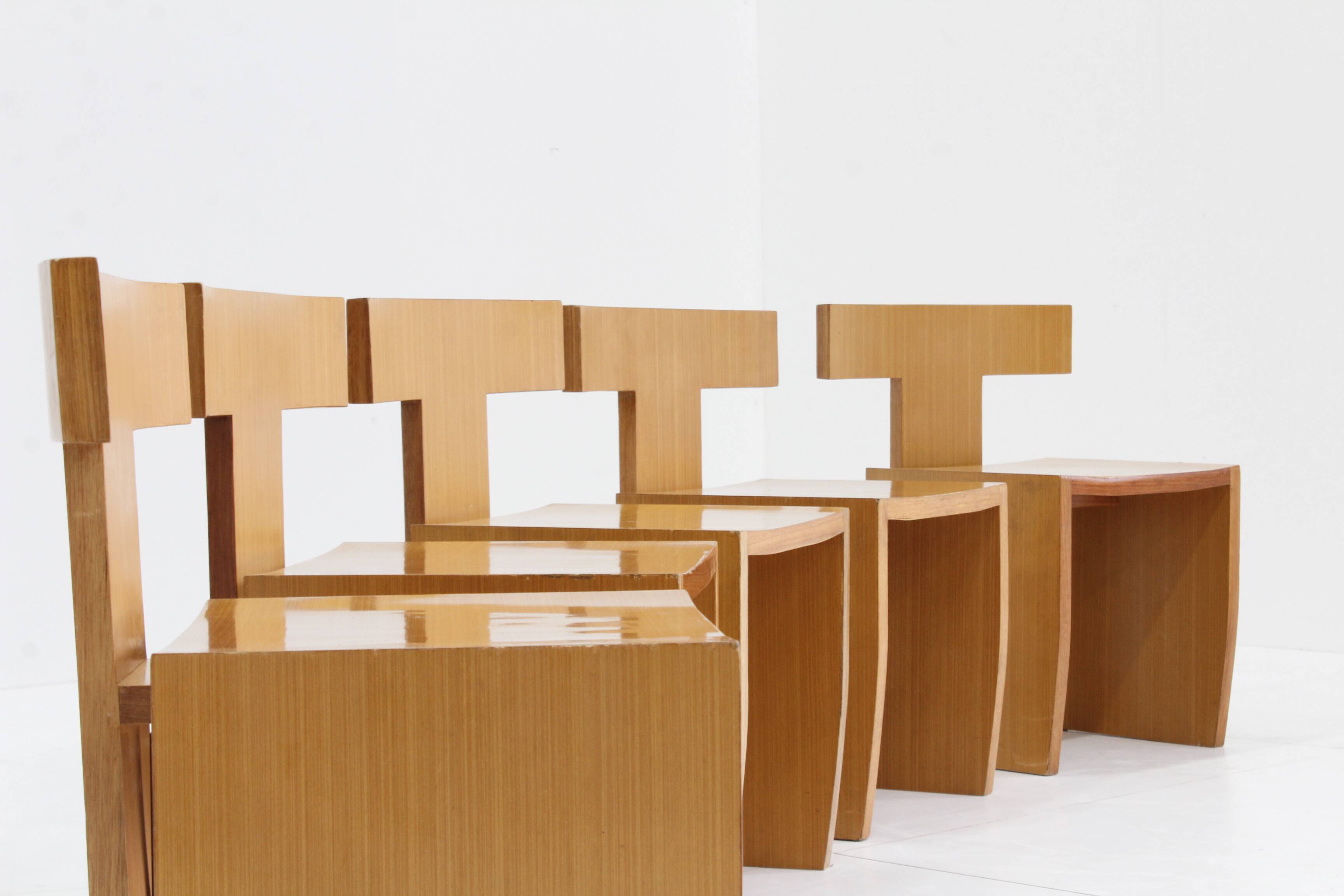 Vintage sculptural dining chairs , set of 5
